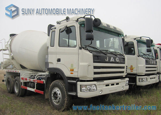 6 x 4 JAC 9 Cbm Concrete Mixer Truck 336 Hp Engine And ZF Reducer White