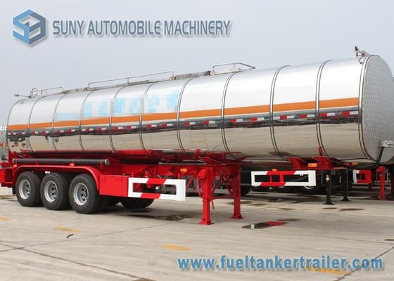 44 m3 Stainless Steel Asphalt Tanker Trailer Tri Axle Steam Heat  Bitumen Tanker